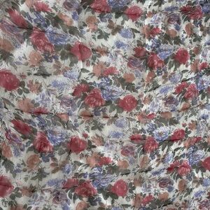 Vintage Floral Chiffon Square Scarf | Romantic Rose Print Sheer Wrap